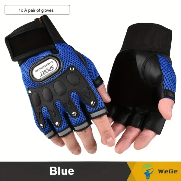 Non-Slip Half-Finger Sports Gloves for Outdoor Activities - Durable, Wear-Resistant Cycling & Training Gloves in Black/Blue/Red