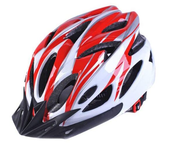Red & White Aerodynamic Cycling Helmet - Lightweight, Safe, and Stylish for Road & Mountain Biking