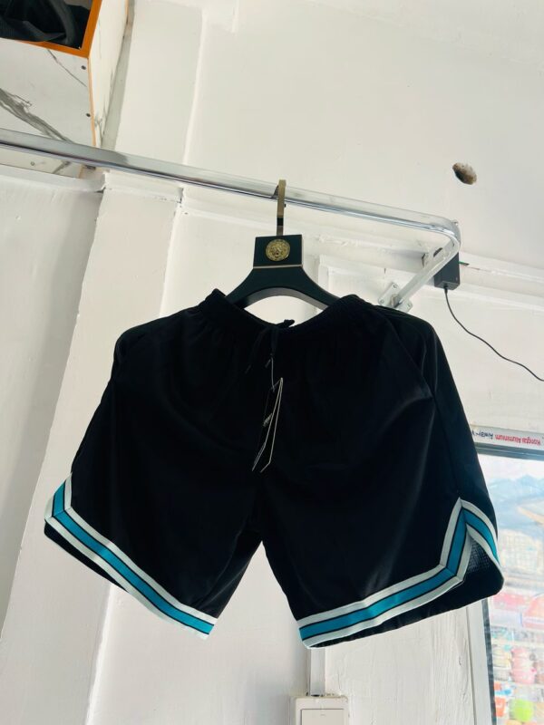 Men's Black Basketball Shorts with Teal & White Trim - Lightweight, Elastic Waist, Performance Fit